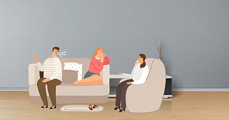 Consejos útiles para la terapia de parejas Imagen de una pareja trabajando con un terapeuta